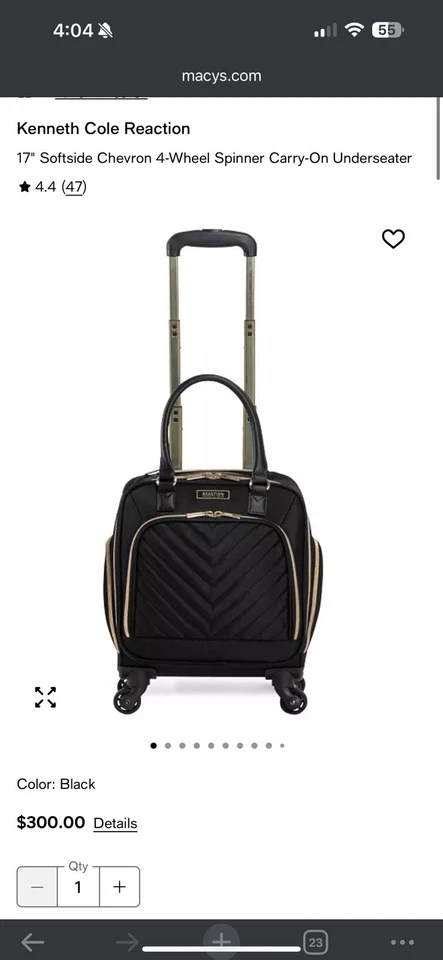 Cartera giratoria para equipaje debajo del asiento color Kenneth de $300 verde oliva + dorado Foto 3 de 4