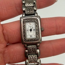 Brighton Cairo Silver Tone Women's Watch Leather Band Japan Movement Needs Bat