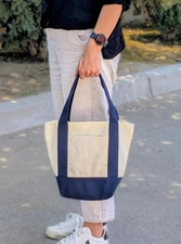 Mini CANVAS Shopping Tote Grocery Beach Boat Bag All Purpose