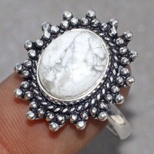 925 Silver Plated Howlite Jewellery Ring Handmade Gemstone Size Us 10 MJ