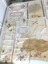 52-Antique Doilies Hand Crochet Embroidered Craft Beige  White