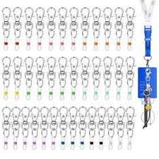 40 Pack Pen Holder for Lanyard, Retractable Reel , Colorful Silicone Clips wi...