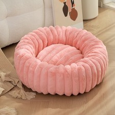 Fluffy Donut Dog Bed Round Calming Pet Cushion Soft Plush Puppy Bed Cats & Dogs