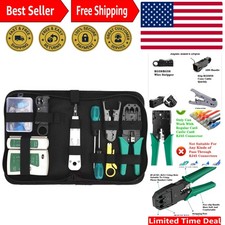 Portable Network Tool Kit with Crimping Tool Cable Tester - 11 Essential Tools