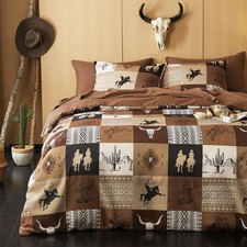 Western Comforter Set, 3 Piece Full Size, Southwestern Aztec Pattern - Soft