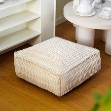 Unstuffed Pouf Ottoman Soft Square Bean Bag Storage Pouf Cover 20x20x8 Inches