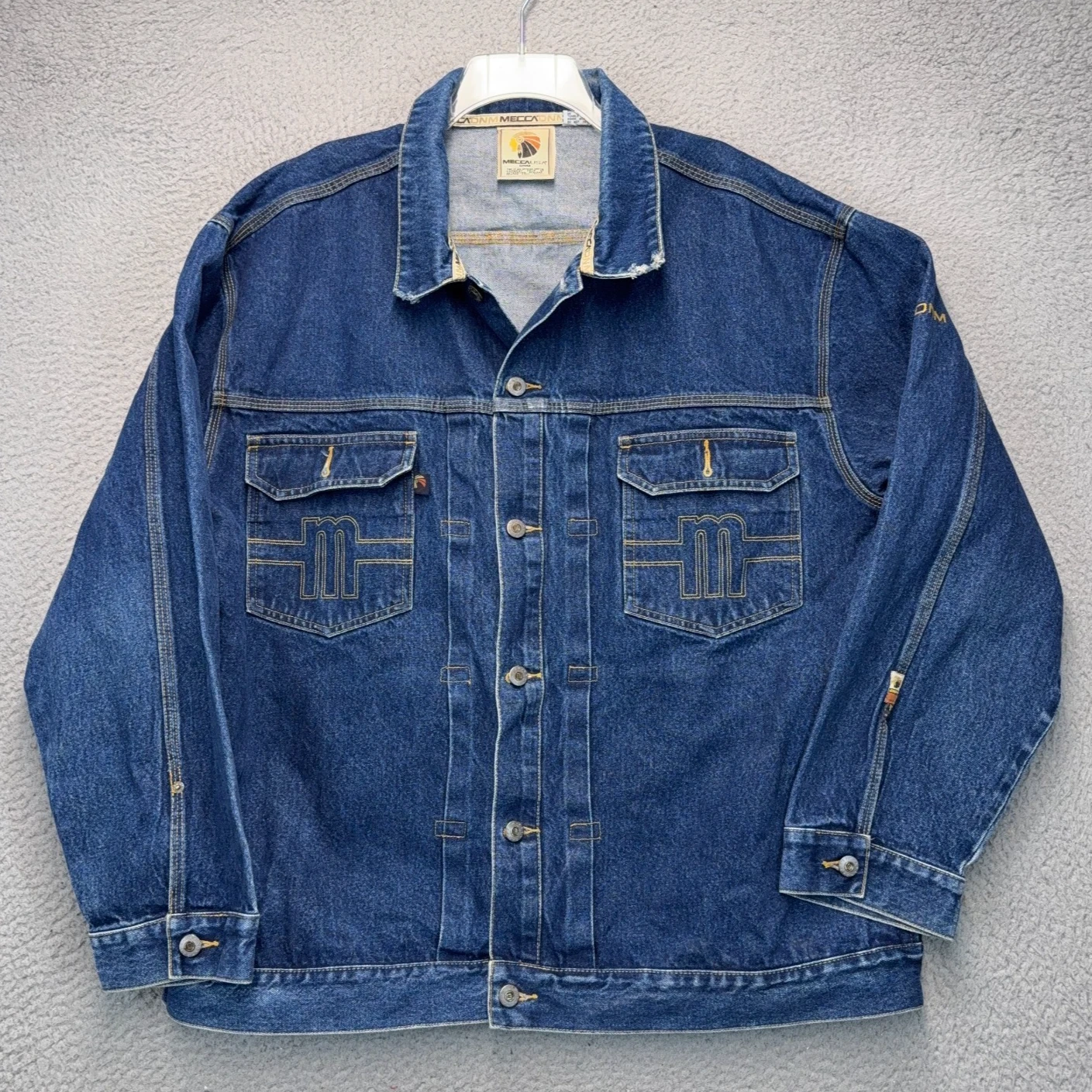 Vintage Decibel H-79 Denim Jacket Mens 2XL Blue Button Front Retro Pockets