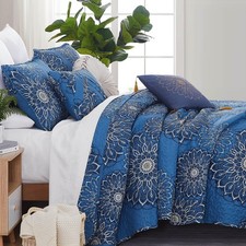 Oversized 6-Piece Quilt Bedding Set Lightweight, Soft Includes Reversible King Q