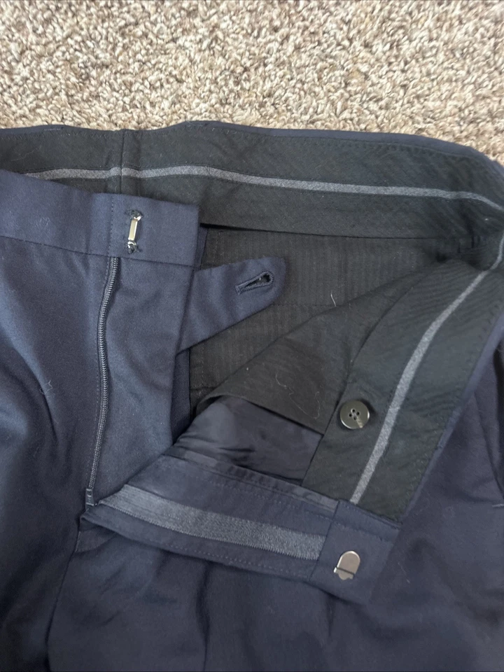 J Crew Mens Size 33 (Measure 33X28) Navy Ludlow Slim Fit Wool Dress Pants - Image 4 of 4
