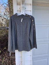 NWT Talbots Love The Buttons Cozy Gray Multi-weave Long Sleeve Sweater 2X