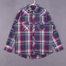 Wrangler Pearl Snap Shirt Mens 16.5-35 Multicolor Plaid Western Cowboy Rancher