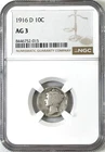 1916-D Mercury Dime NGC AG3 Key Date! Freshly Graded! 🔥