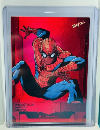 2024 Skybox Marvel Metal Universe Avengers PMG Red /100 Spider-Man #100 🔥
