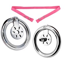 Flat sissy Male stainless steel Chastity Cage device Belt with Tube Sounding