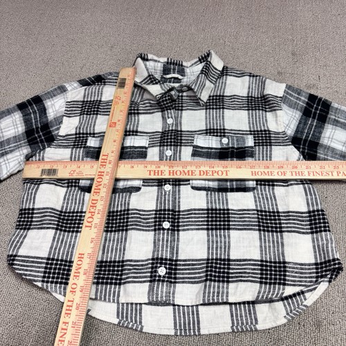 Camisa de franela con botones American Eagle marfil negra a cuadros mediana para mujer nueva con etiquetas - Imagen 2 de 11