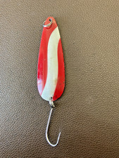 Vintage Red White Nickel Casting SPOON, USA Steelhead/Salmon/Trout/Bass #37B