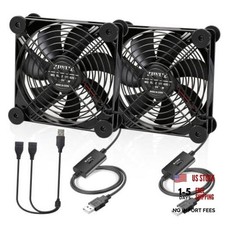 Quiet Dual 120mm USB Fan 5V with USB Extension Cable Dual Ball Bearings