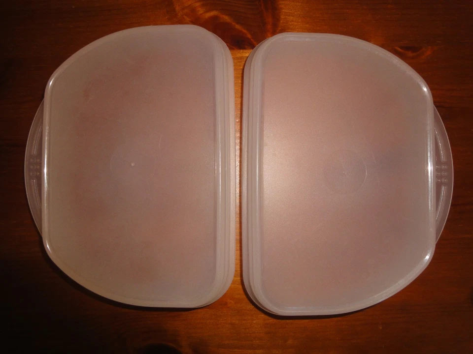 Tupperware halbes Frische Kabinett Cool n fresh Aufschnitt Box 2 x 300 ml rot - Bild 4 von 4