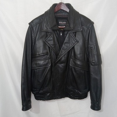Vintage Wilsons Leather Jacket Mens L Black Biker Motorcycle 3M Thinsulate Liner