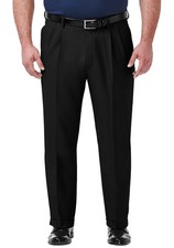 HAGGAR Classic Fit Premium Comfort Dress Pant Black Big Tall 48Wx65L HD90651