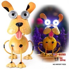 Dog Solar Lights Outdoor,Yard Art Metal Dog Statues,Outdoor Funny Sit Dog