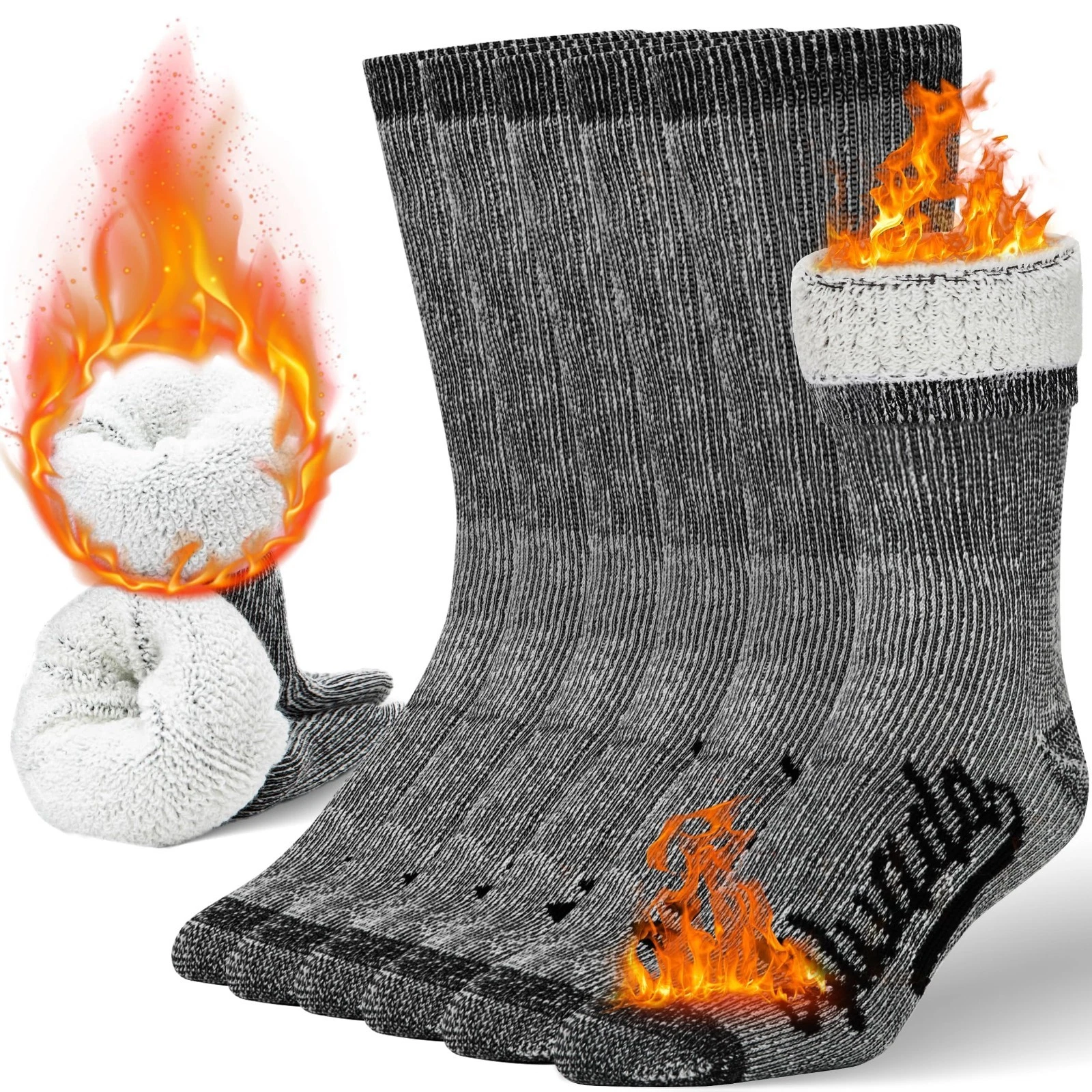 Thermal Merino Wool Hiking Socks - Warm Crew Winter Boot Socks for Men & Women,