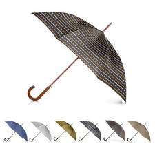 48 Inch Automatic Open Stick Umbrella - 100 Polyester, Wood Crook Handle, Bl...