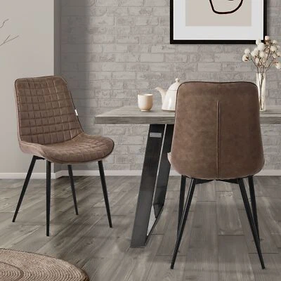 Chaise salle à manger marron set de 2 dossier ergonomique en synthétique simili - Photo 1/4