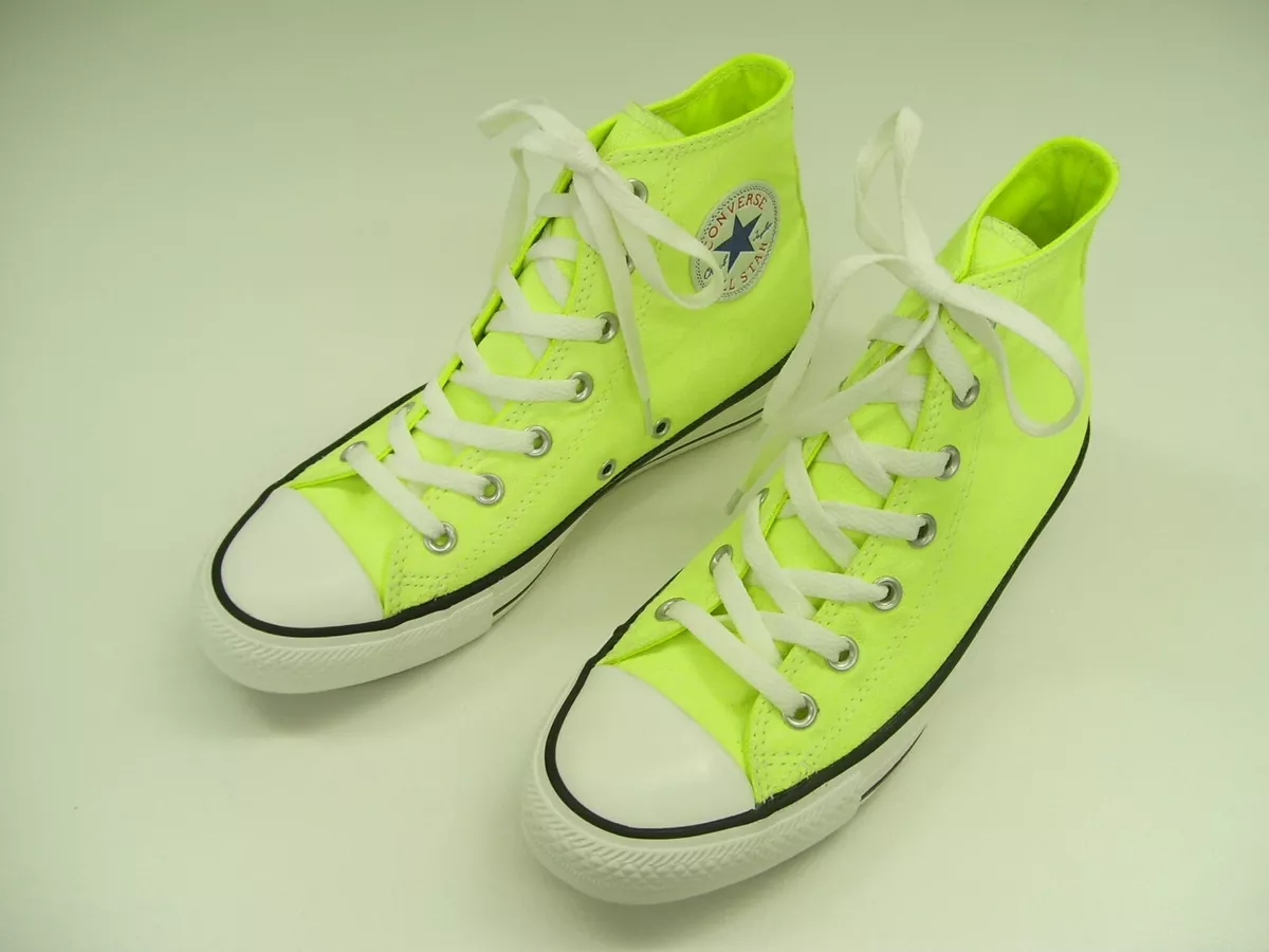 CONVERSE SHOES MENS WOMENS CHUCK TAYLOR HI TOPS CANVAS BOOTS UNISEX NEON YELLOW