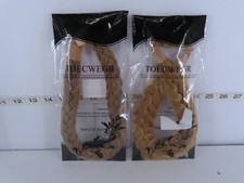 BUNDLE 2 TOECWEGR SYNTHETIC BRAIDED HEADBANDS FLUFFY WIDE STRAND WEDDING