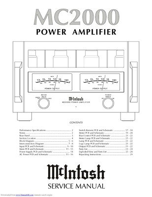 Service Manual-Anleitung für McIntosh MC 2000