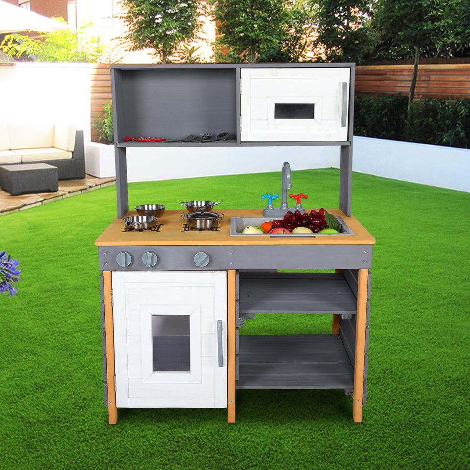 Wooden Kids Play kitchen with Cooking Stove,Sink,Indoor/Outdoor toy