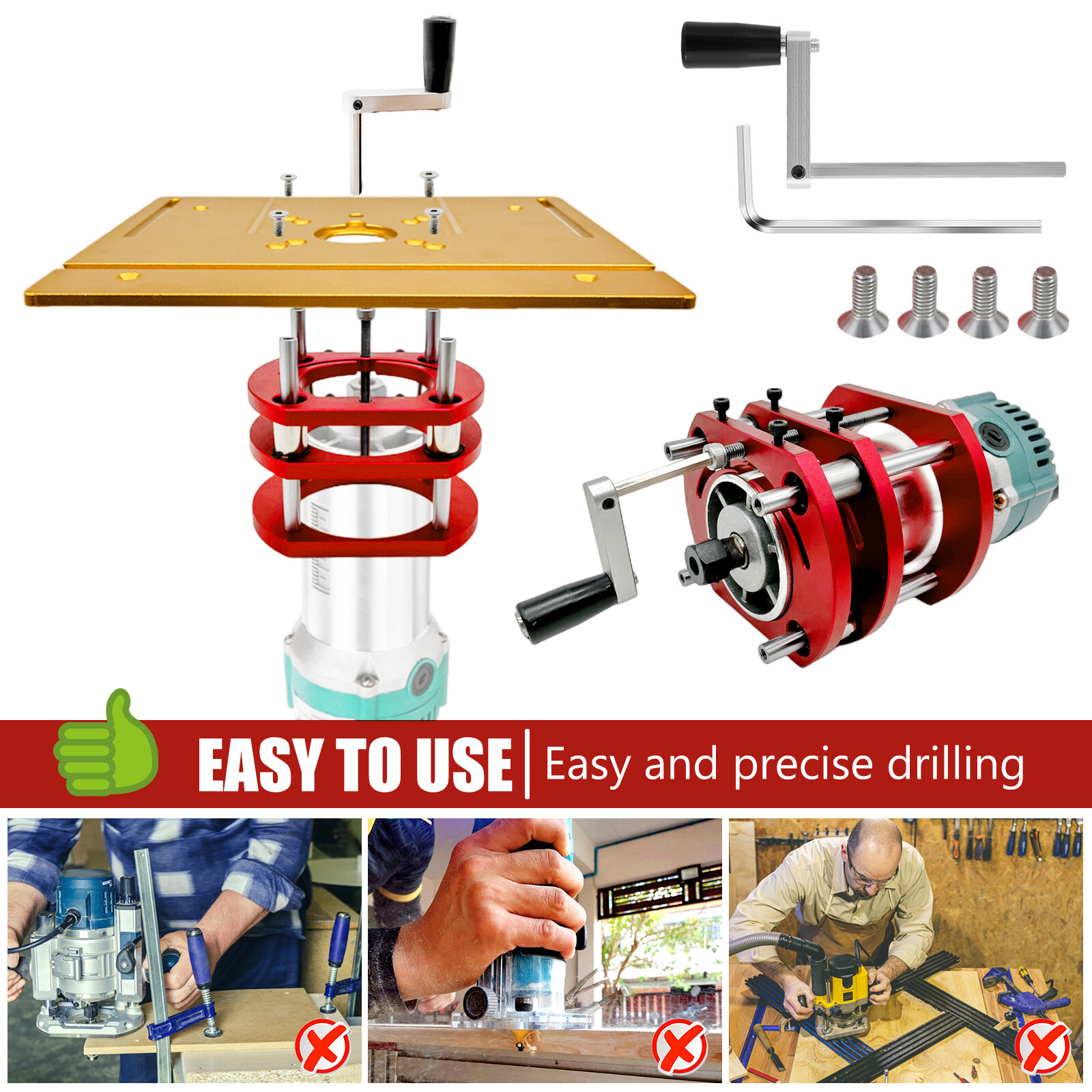 Router Lift Base Aluminium Alloy 4 Jaw Clamping Router Table Lifting ...