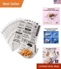 250 Sheets of 12x12" Grease-Proof Deli Paper - Perfect for Burgers & Sandwiches