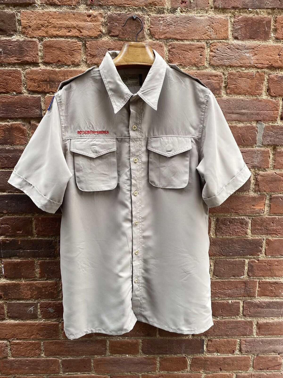 BNWT Boy Scouts of America Beige Short Sleeved Uniform Shirt Medium