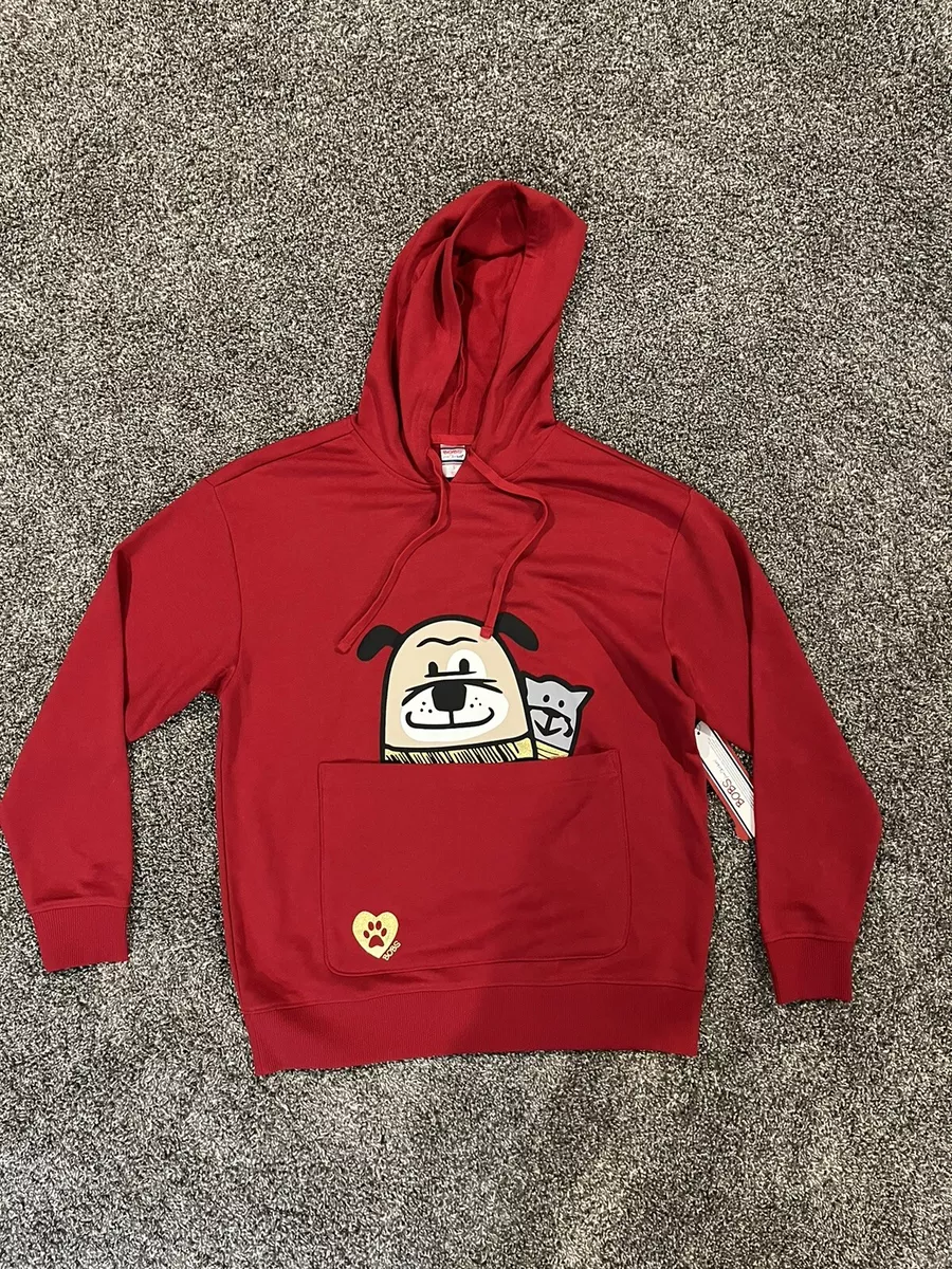 NWT Bobs Apparel by Skechers Red Dawg Cat Pouch Pullover Hoodie Size S