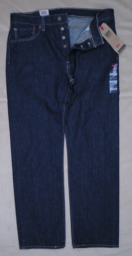 Levis 501 Original Shrink To Fit Button Fly Jeans Rigid Blue Black New 34x30 - Picture 4 of 14