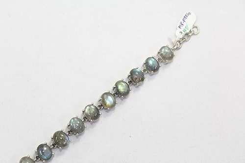 Bracelet 925 Sterling Silver Natural Gray Labradorite Gemstone C 565 - Picture 4 of 7