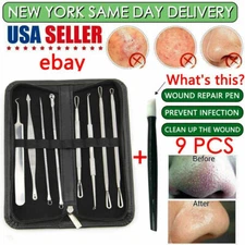 9Pcs Pimple Acne Blackhead Remover Kit Dr Tool Comedone Zit Extractor For Doctor