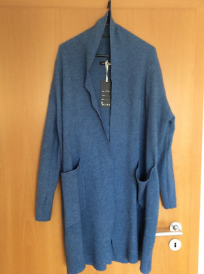 JUST WOMAN Weicher Feinstrick - Mantel | blau | offen | Gr.XL | Wollgemisch