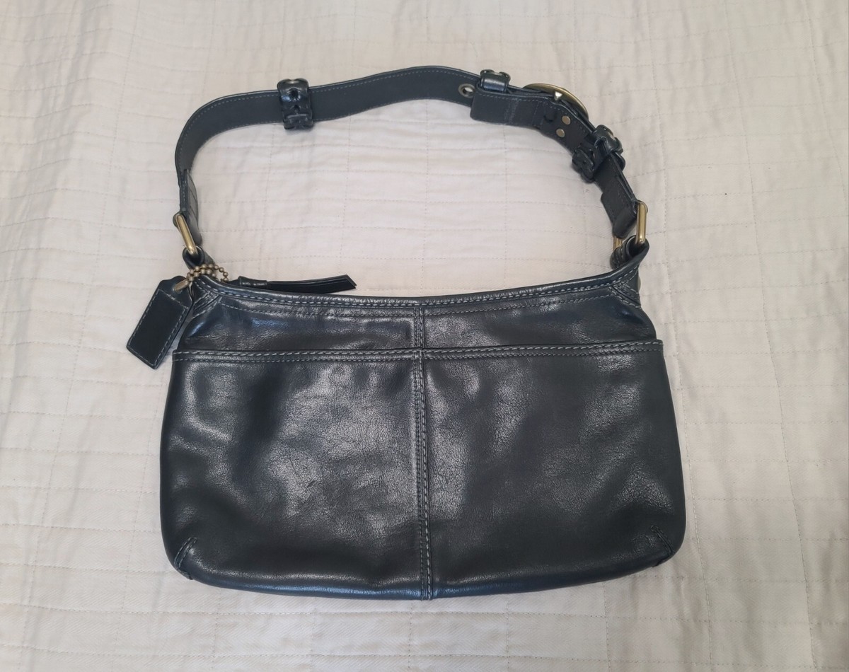 バッグ Vintage Coach Bleaker Black shoulder bag VTG Coach Bleecker Shoulder Bag Black Leather Brass Buckle