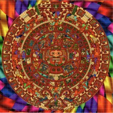 AZTEC Calendario Maya Blotter Arte Hoja Perforada Papel Arte Psicodélico