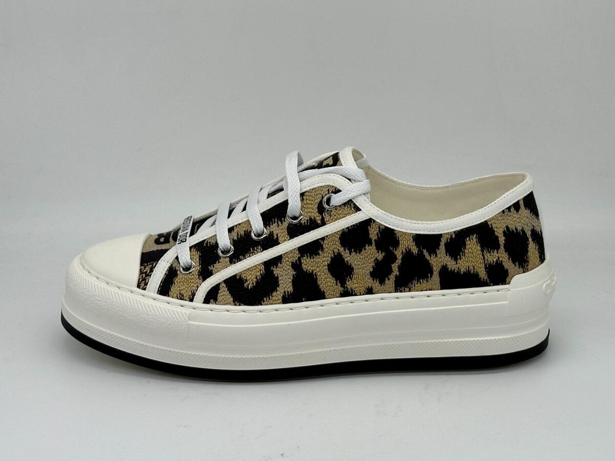 DIOR WALK'N Leopard Mizza Cotton Platform Lace Up Low Top DIOR WALK'N Leopard Mizza Cotton Platform Lace Up Low Top