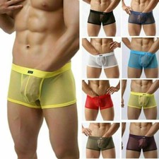 Men's Sexy Transparent Spandex Fishnet Boxer Shorts Adult Underwear