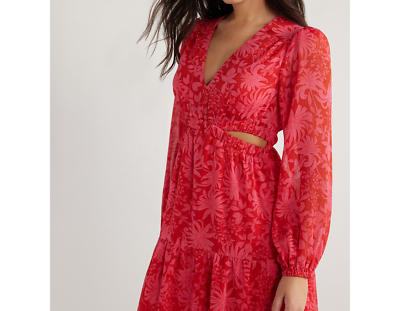maxi turtleneck dress long sleeve Leset Lauren Turtleneck Maxi Dress | Red | Size L