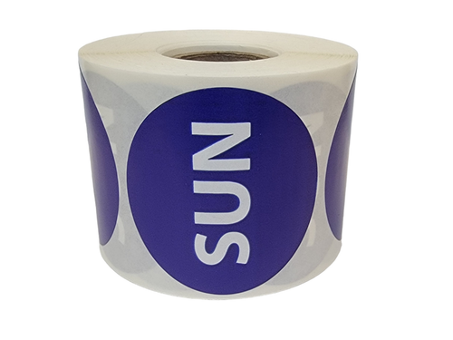 Day - Sunday Labels Inventory Days of Week Adhesive Stickers 2" Round, 500 PCS - Picture 3 of 6