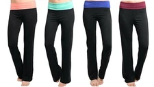 Black w/ Color Band Fold Over Waist Jersey Lounge Pants