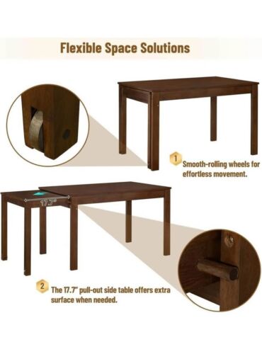 5-Piece Dining Table Set with 4 Chairs, 47.3-65" Extendable Kitchen - Picture 7 of 9