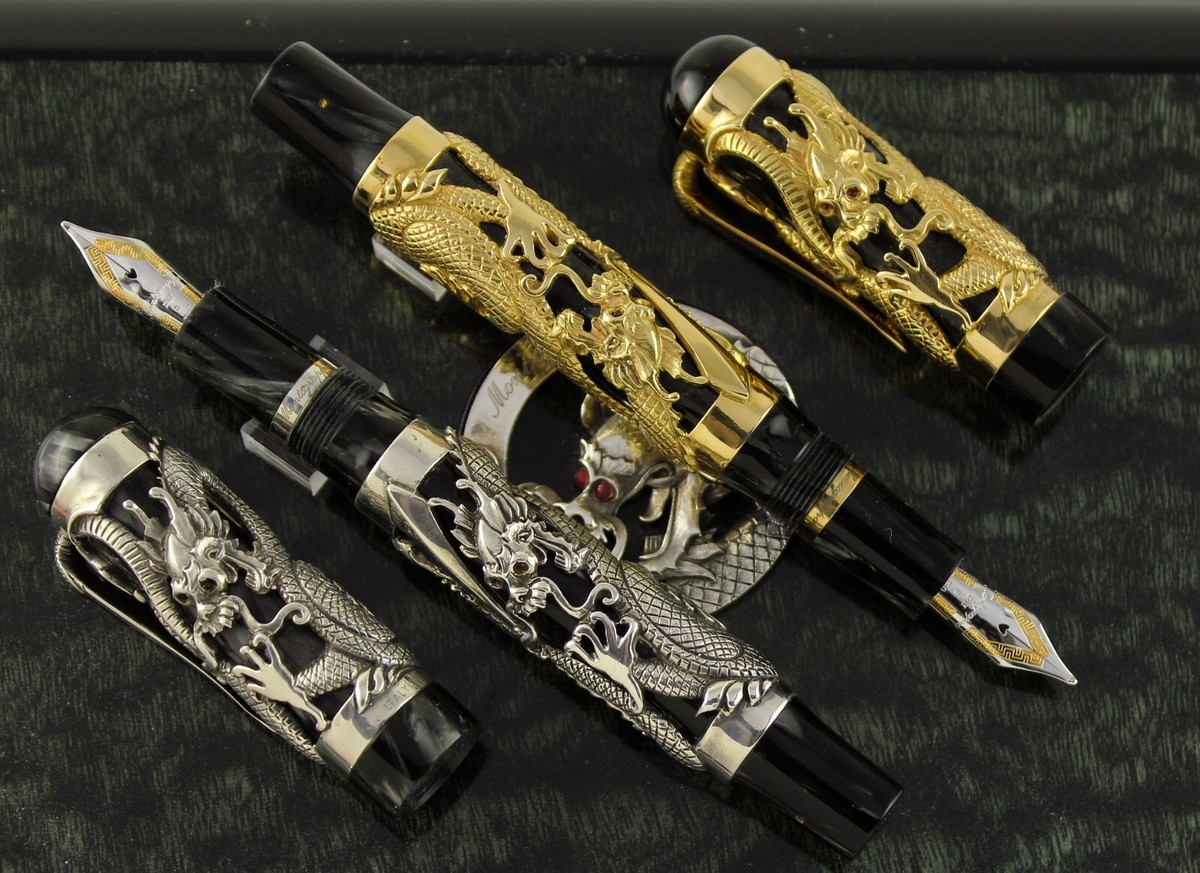 Montegrappa 1995 Dragon LE Gold & Silver Fountain Pen Set