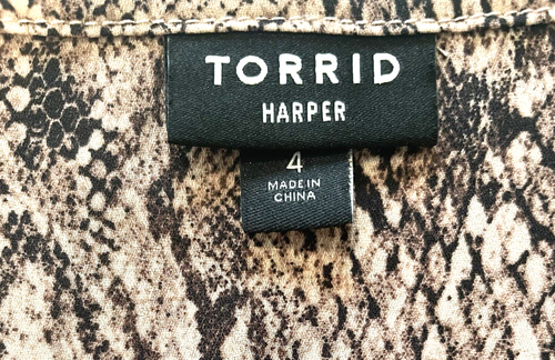 Torrid Sz 4X (26) Women’s Top Snakeskin Pullover Brown Mob Wife Flowy Lagenlook - Picture 8 of 10